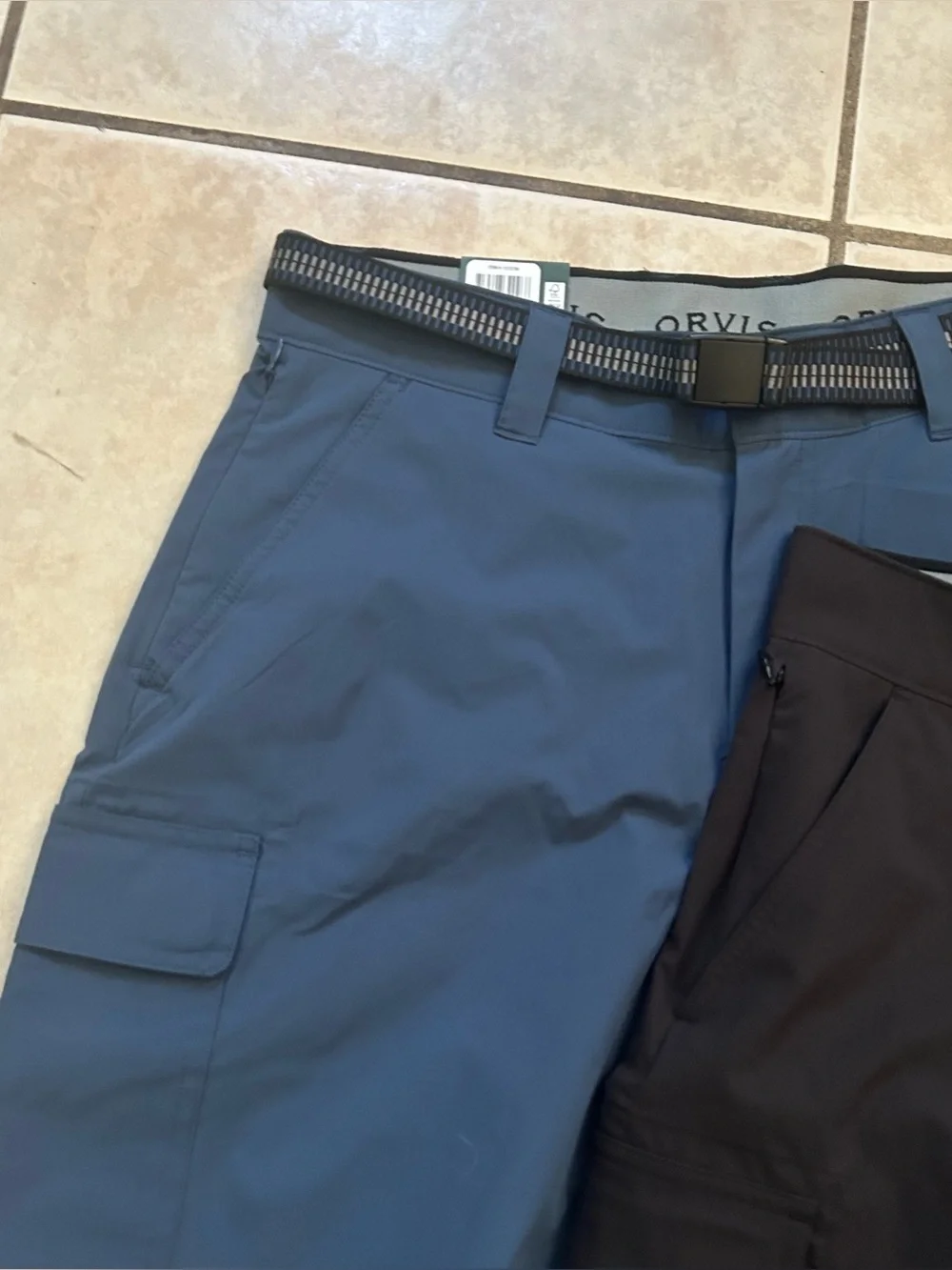Orvis Tech cargo shorts belted blue black mens size‎ 32 bundle